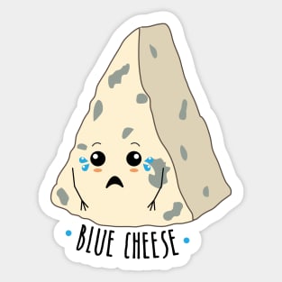 Sad Blue Cheese Funny Food Pun Sticker